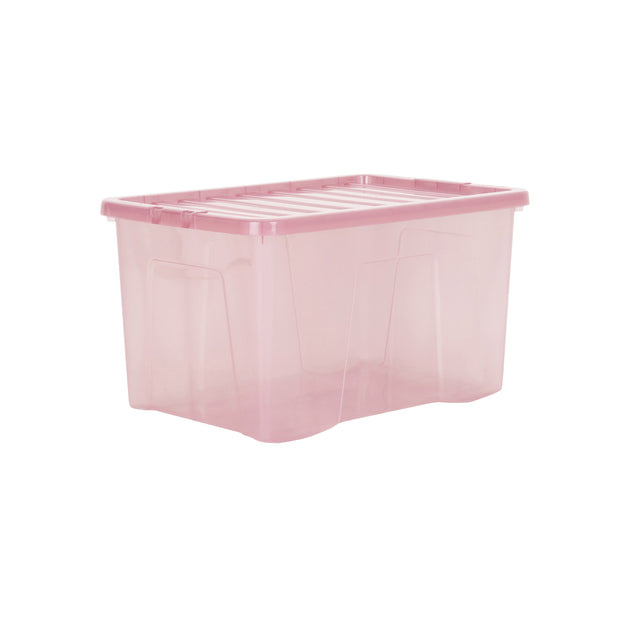 Wham Crystal 60L Storage Box with Detachable Ribbed Lid Dusky Orchid