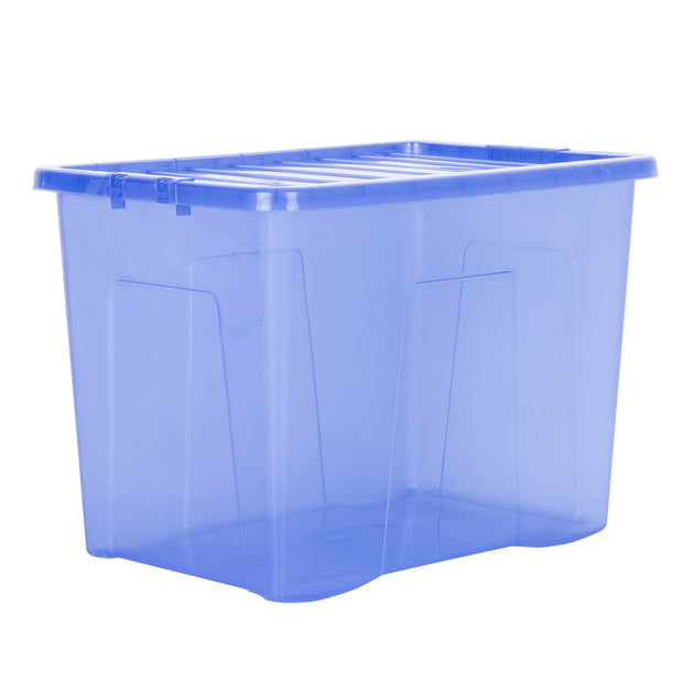Wham Crystal 80L Storage Box with Detachable Ribbed Lid Spectrum Blue