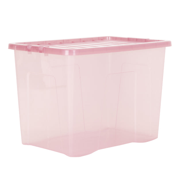 Wham Crystal 80L Storage Box with Detachable Ribbed Lid Dusky Orchid