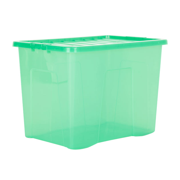 Wham Crystal 80L Storage Box with Detachable Ribbed Lid Leprechaun Green