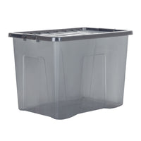 Wham Crystal 80L Storage Box with Detachable Ribbed Lid Smoke