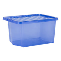Wham Crystal 28L Storage Box with Detachable Ribbed Lid Spectrum Blue