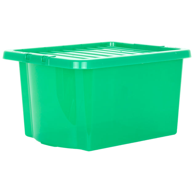 Wham Crystal 28L Storage Box with Detachable Ribbed Lid Leprechaun Green