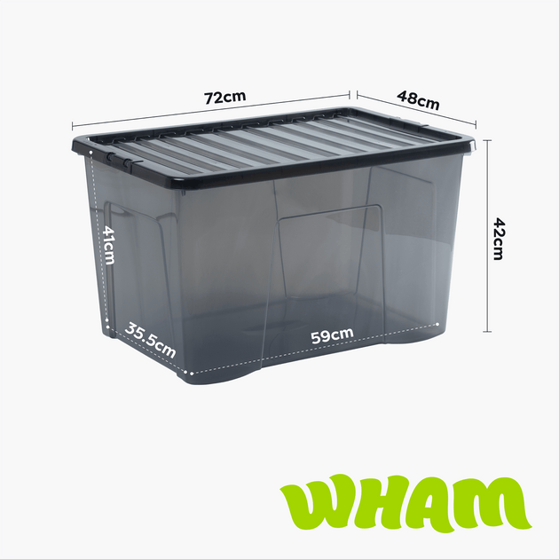 Wham Crystal 102L Storage Box with Detachable Ribbed Lid