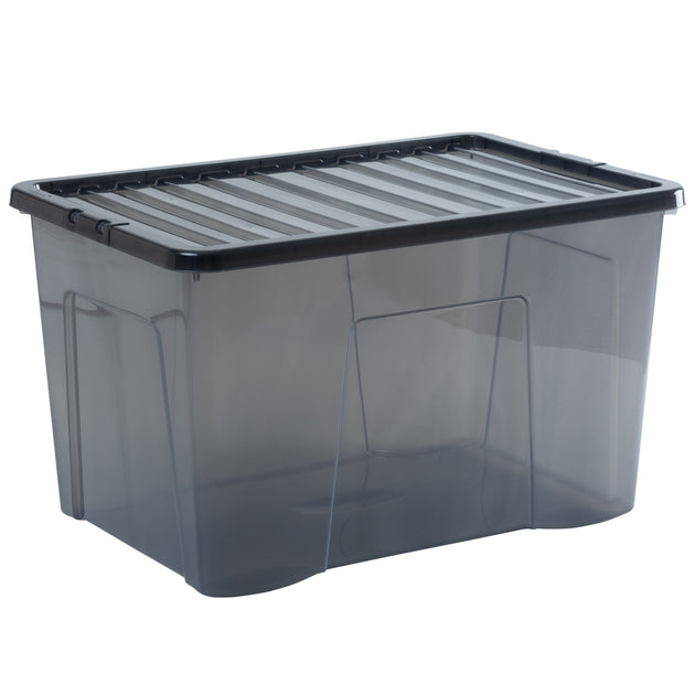Wham Crystal 102L Storage Box with Detachable Ribbed Lid Smoke