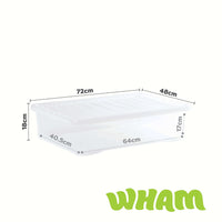 Wham Crystal 46L Underbed Plastic Storage Box with Lid