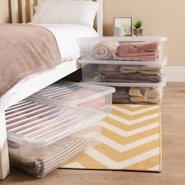 Wham Crystal 46L Underbed Plastic Storage Box with Lid