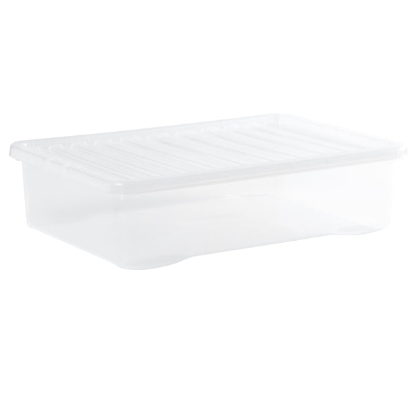 Wham Crystal 46L Underbed Plastic Storage Box with Lid Clear