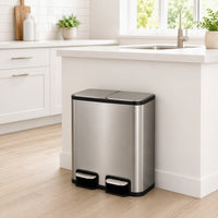 50L Double Pedal Recycling Bin (2 x 25L) Titanium