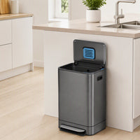 40L Wide Pedal Bin with Removable Inner Bucket - Titanium