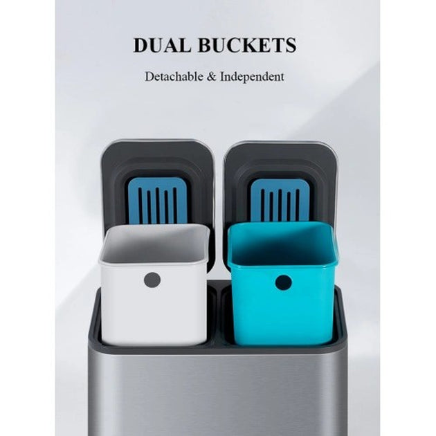 50L Double Pedal Recycling Bin (2 x 25L) Titanium