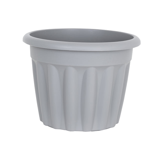 Wham Vista 40cm Round Plastic Garden Planter Upcycle Grey