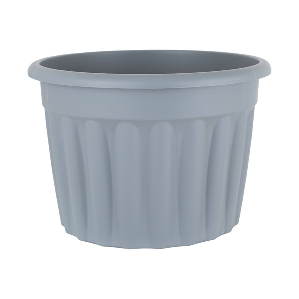 Wham Vista 60cm Round Plastic Garden Planter Upcycle Grey
