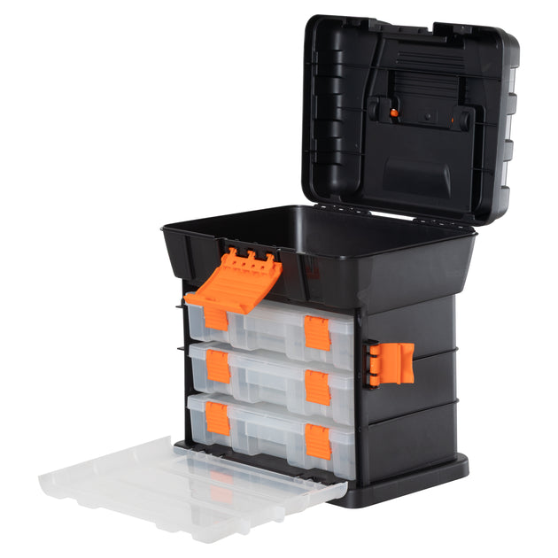 34cm Tool Box with 3 Organisers and Storage