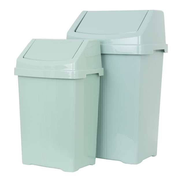 Wham Casa Plastic Swing Bin Set Silver Sage 2 Piece (25L 50L)
