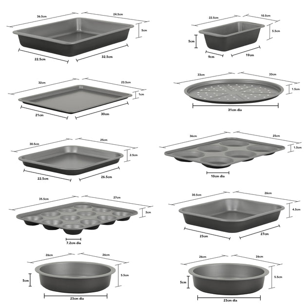 Baker & Salt 10-Piece Small Non-Stick Family Bakeware Set