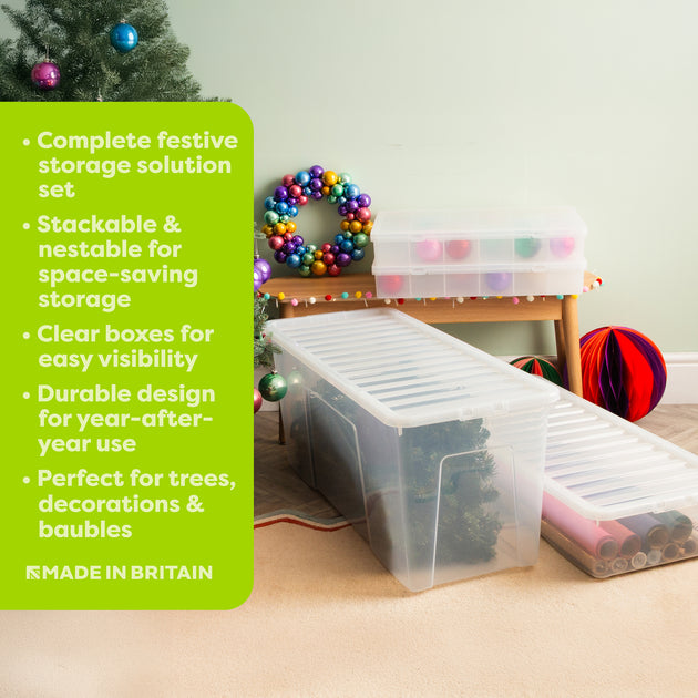 Wham Festive 4-Piece Christmas Storage Set for Tree, Baubles & Decorations