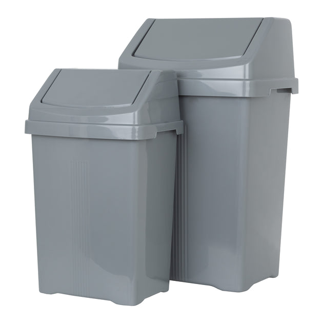 Wham Casa Plastic Swing Bin Set Silver 2 Piece (25L 50L)