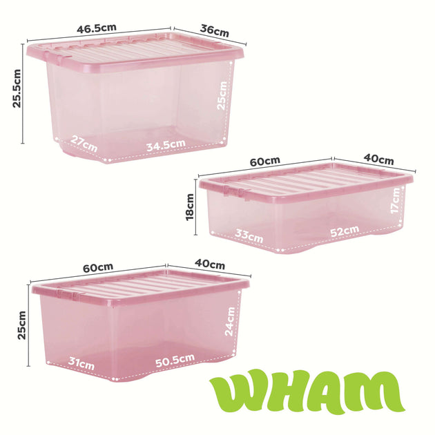 Wham Crystal 5-Piece Multisize Storage Boxes & Lid Set - Dusky Orchid