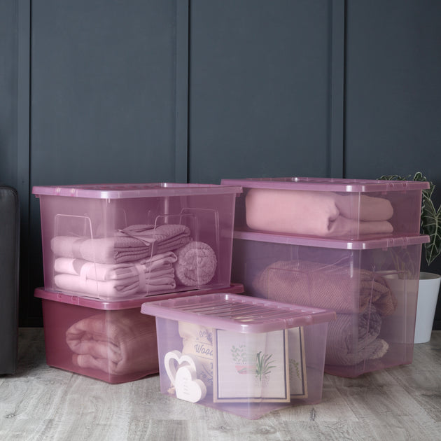 Wham Crystal 5-Piece Multisize Storage Boxes & Lid Set - Dusky Orchid