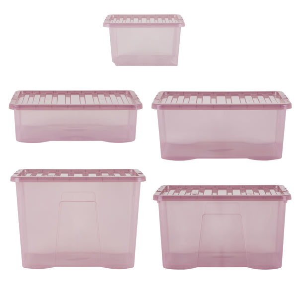 Wham Crystal 5-Piece Multisize Storage Boxes & Lid Set - Dusky Orchid