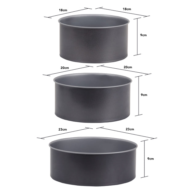 Baker & Salt 3-Piece Non-Stick Loose Bottom Cake Tin Set