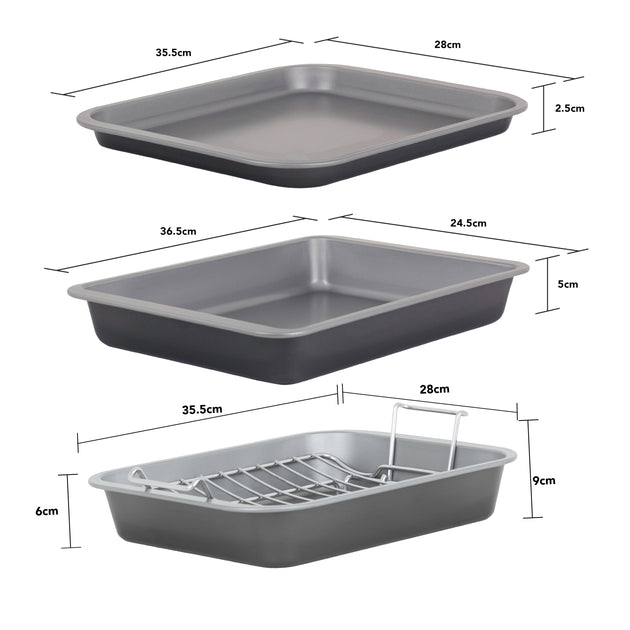 Baker & Salt 3-Piece Non-Stick Medium Dinner Party Set