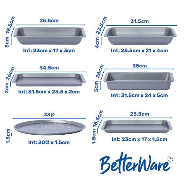 BetterWare Essentials 6-Piece Non-Stick Baking & Roasting Set