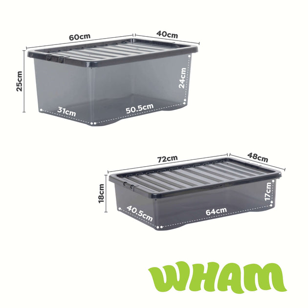 Wham Crystal 4-Piece Multisize Storage Boxes & Lid Set - Smoke