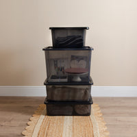 Wham Crystal 4-Piece Multisize Storage Boxes & Lid Set - Smoke