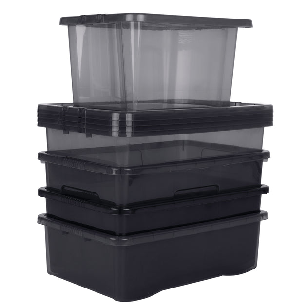 Wham Crystal 4-Piece Multisize Storage Boxes & Lid Set - Smoke