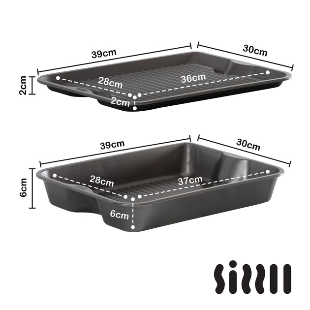 Sizzll Non-Stick Tray & Roasting Tin Bundle