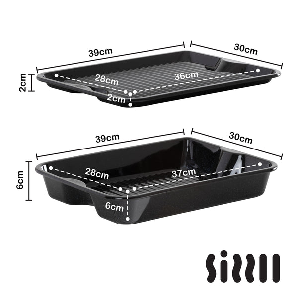 PFAS Free Sizzll Enamel Tray & Roasting Tin Bundle