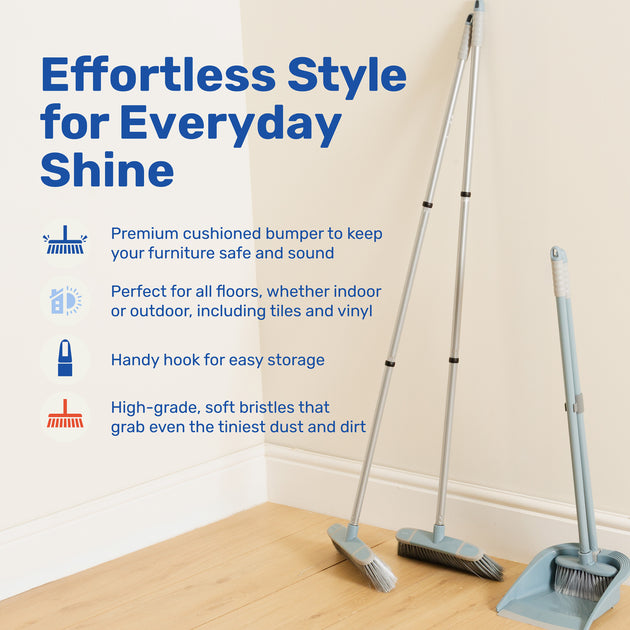 BetterWare Soft Bristle Broom with 3 Piece Handle