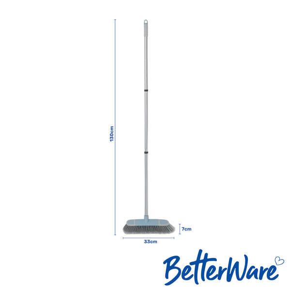 BetterWare Soft Bristle Broom with 3 Piece Handle
