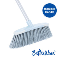 BetterWare Soft Bristle Broom with 3 Piece Handle