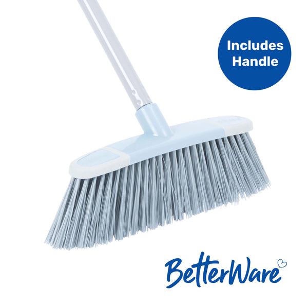 BetterWare Soft Bristle Broom with 3 Piece Handle