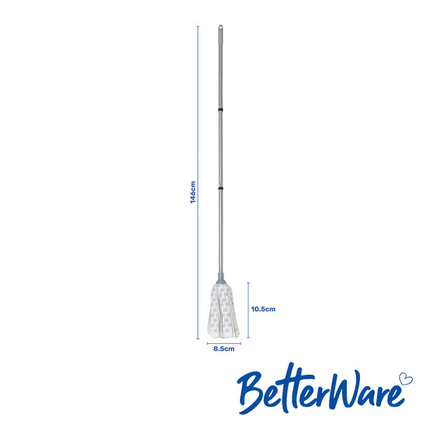 BetterWare Synthetic & Abrasive Strip Mop with 3 Piece Handle