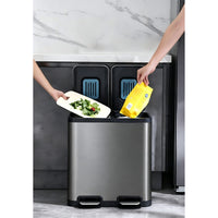 50L Double Pedal Recycling Bin (2 x 25L) Titanium