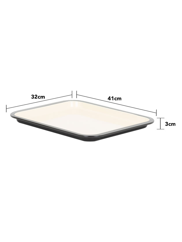 PFAS Free Signature Two-Tone 41cm Enamel Oven Tray - Black/Cream