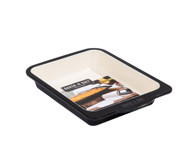 Baker & Salt Country Enamel Two-Tone Premium Steel 30cm Baking Dish – Black/Cream Single