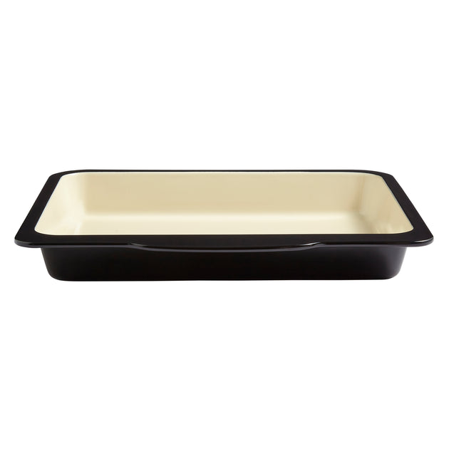 Baker & Salt Country Enamel Two-Tone Premium Steel 37cm Baking Dish – Black/Cream