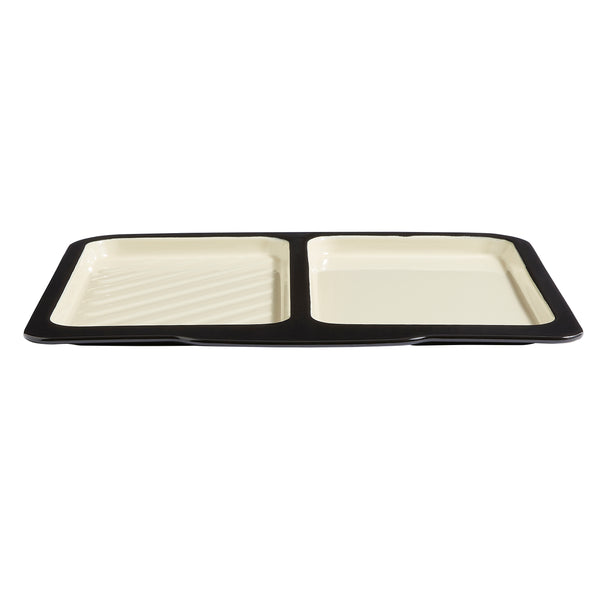 Baker & Salt Country Enamel Two Tone Premium Steel Large Dual Tray – Black/Cream Single