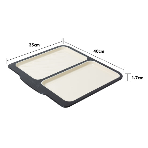 Baker & Salt Country Enamel Two Tone Premium Steel Large Dual Tray – Black/Cream