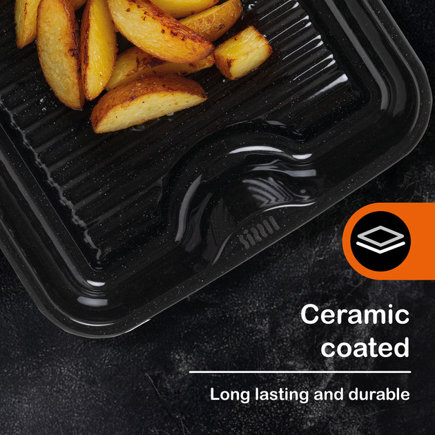 Sizzll Griddll 39cm Enamel Roasting Tin