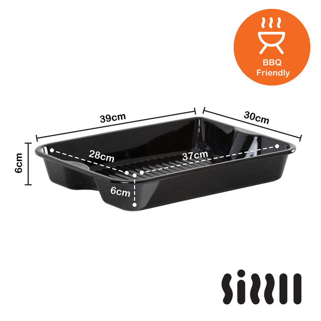 Sizzll Griddll 39cm Enamel Roasting Tin