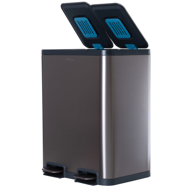 50L Double Pedal Recycling Bin (2 x 25L) Titanium