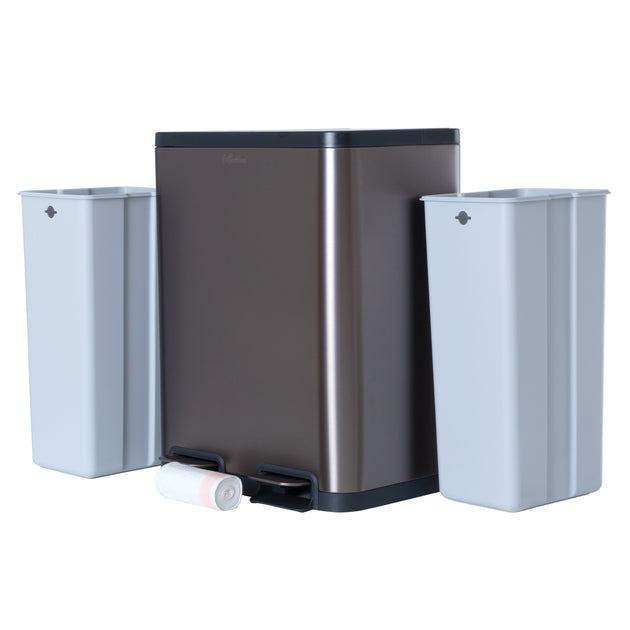 50L Double Pedal Recycling Bin (2 x 25L) Titanium