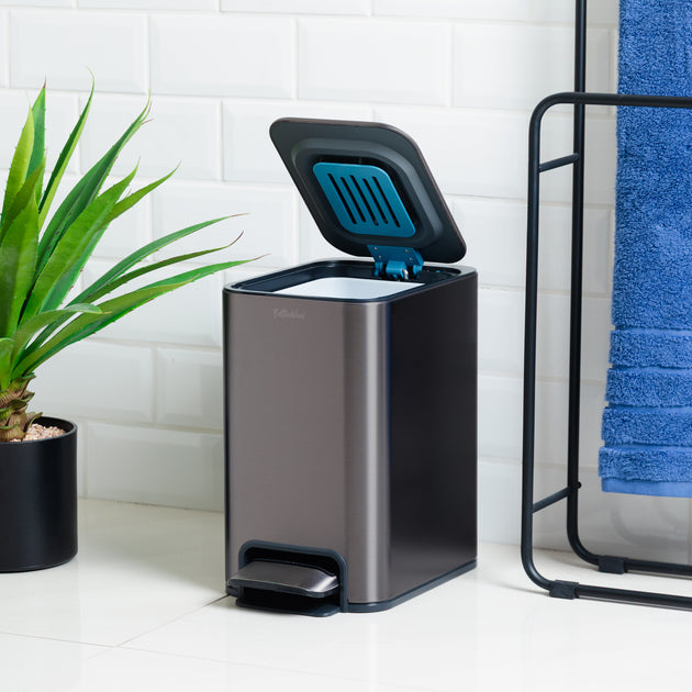 9L Slim Pedal Bin with Removable Inner Bucket - Titanium
