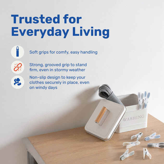 BetterWare Laundry Pack of 20 Secure Rubber Grip Pegs